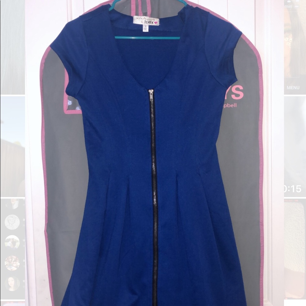 Navy Blue Zipper Up Dress